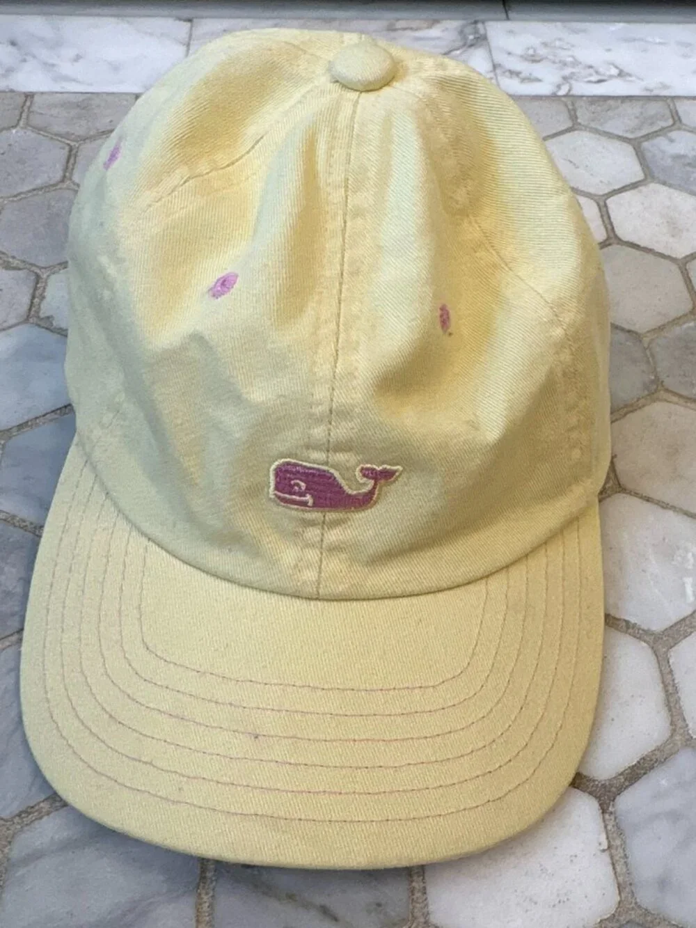 Vineyard Vines Baseball Hat Cap Lime Green With Pink Whale Adjustable